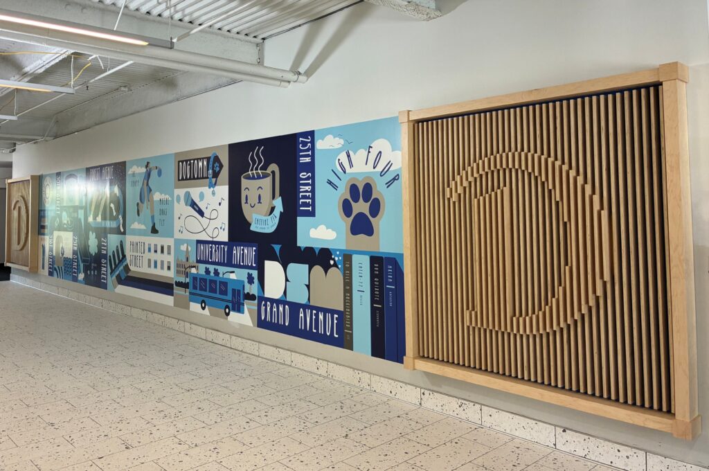 Drake University branded wall