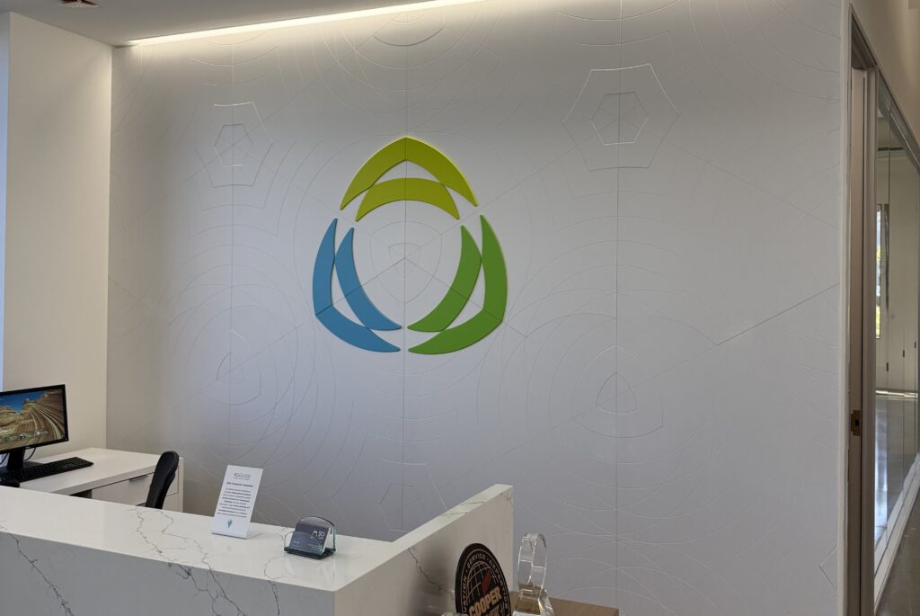 Custom Etch wall with branded logo and colors