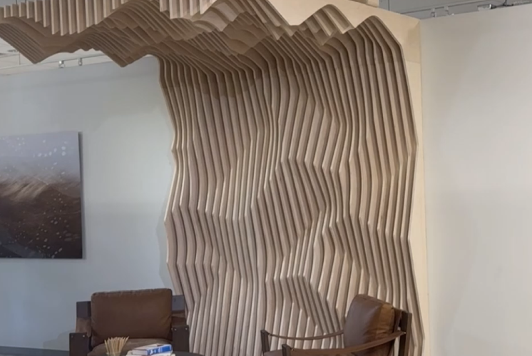 Wall-to-ceiling Contour Slat system